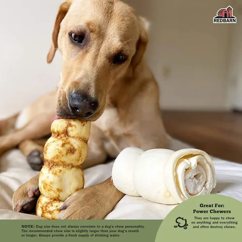 Vista 6 de Redbarn Pet Products Rollos de mejillas de res totalmente naturales para perros, mejillas de vaca sin granos, ricos en colágeno, disponibles