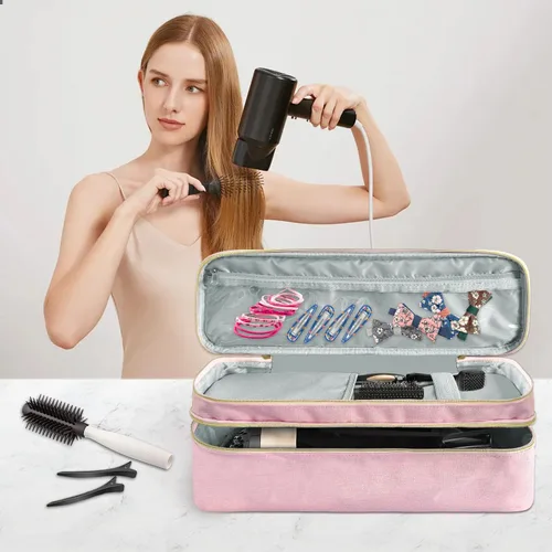 Vista 6 de Estuche de transporte de viaje para estilo Shark Flex, bolsa de almacenamiento de herramientas calientes de doble capa para el cabello, se adapta a