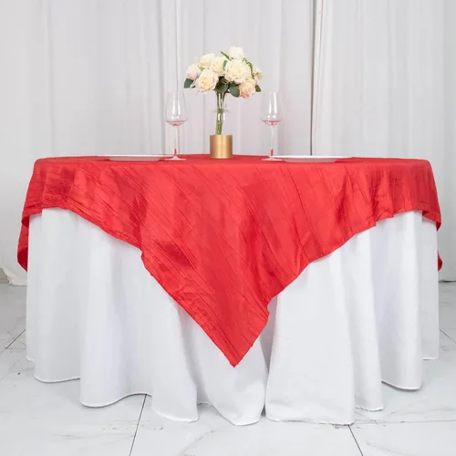 Vista 13 de Tableclothsfactory Mantel cuadrado de tafetán arrugado de acordeón beige de 72 x 72 pulgadas