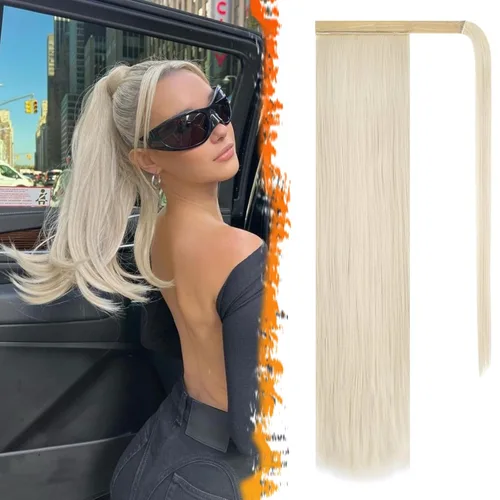 Vista 32 de BARSDAR Extensión de Cola de Caballo Corta y Recta - Extensiones de Cabello de Cola de Caballo con Cordón de 14 Pulgadas en Negro para Mujeres