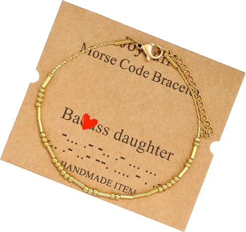 Vista 183 de JoycuFF Pulseras inspiradoras de código morse para mujeres, cuentas de plata, joyería con mantra de motivación, regalos para ella
