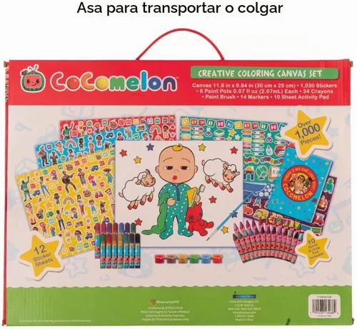 Vista 9 de Innovative Designs Cocomelon - Set de pintura y actividades creativas con lienzo para colorear para niños, más de 1000 piezas