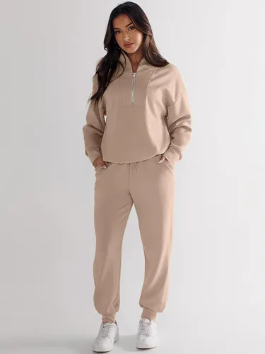 Vista 3 de ANRABESS Womens 2 Piece Outfits Sweatsuit Half Zip Long Sleeve Cropped Sweatshirt Jogger Sweatpants Travel Tracksuit Set