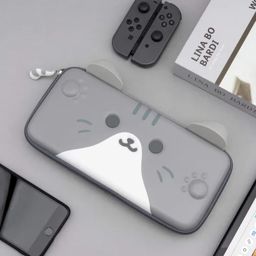 Vista 7 de GeekShare Cat Ears Carry Case Compatible with Nintendo SwitchSwitch OLED - Portable Hardshell Slim Travel Carrying Case fit Switch Console Game