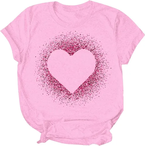 Vista 34 de Camisetas de manga corta con estampado de corazón para mujer, camisetas de ajuste regular, linda y divertida, ropa de regalo 2023