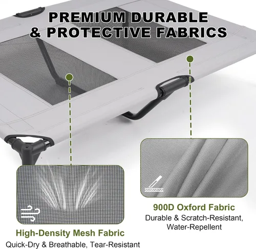 Vista 6 de Cama mediana para perros con toldo UV, catre elevado para perros de hasta 78 libras, tienda de campaña elevada impermeable y resistente a