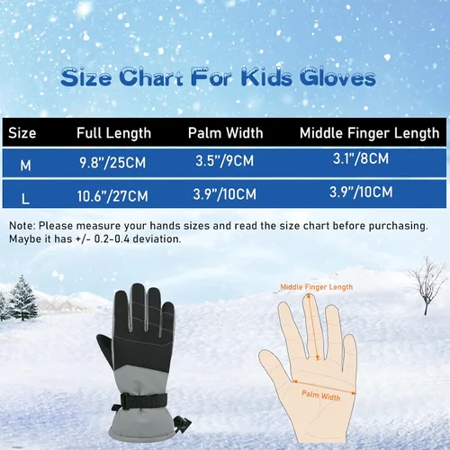 Vista 6 de American Trends Guantes de nieve para niños, guantes de invierno impermeables, guantes de esquí para niños y niñas, clima frío, guantes de snowboard