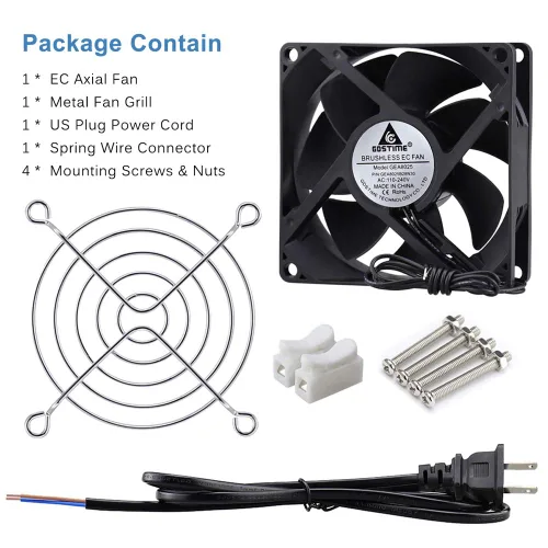 Vista 8 de GDSTIME EC AXIAL 8025, ventilador de magdalenas 110 V 115 V 120 V 220 V 240 V CA 3.150 in x 0.984 in pequeño ventilador de refrigeración sin
