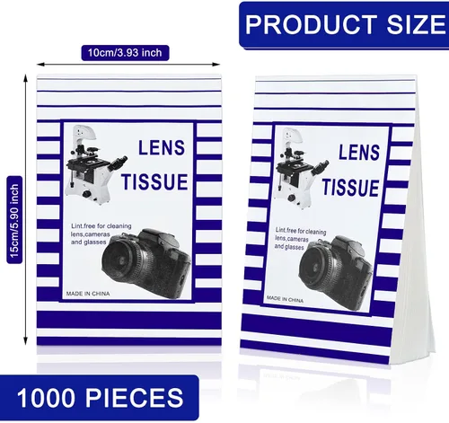 Vista 2 de 1000 piezas de papel de limpieza de lentes de tejido a granel para lentes de cámara, microscopios, pantallas de computadora, lupas, gafas, 20