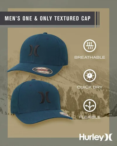 Vista 9 de Hurley Gorras para hombre - One & Only Flexfit Textures Cap - Sombreros ajustados para hombre, S-XL