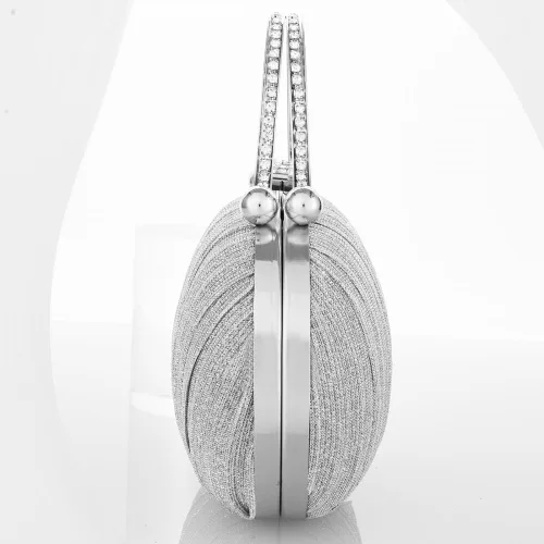 Vista 3 de YYW Bolso de mano plisado con purpurina para mujer, bolso de noche con asa superior para fiesta, boda nupcial