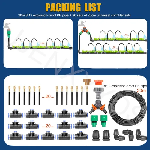 Vista 2 de Drip Irrigation System Kit - Automatic Garden Watering System with 360-Degree Bending Dropper, Atomizing Copper Nozzle & Smart Irrigation Controller