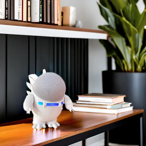 Vista 5 de Splin Soporte de mesa compatible con Amazon Alexa Smart Speaker Echo Dot (4ª y 5ª generación) y Apple HomePod Mini, estilo Echosaurus (blanco)