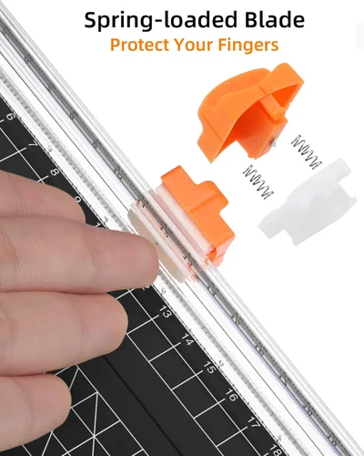 Vista 6 de Firbon - Cortador de papel negro A5, cortador de papel pequeño y recto con regla lateral para manualidades de álbumes de recortes, papel, cupones