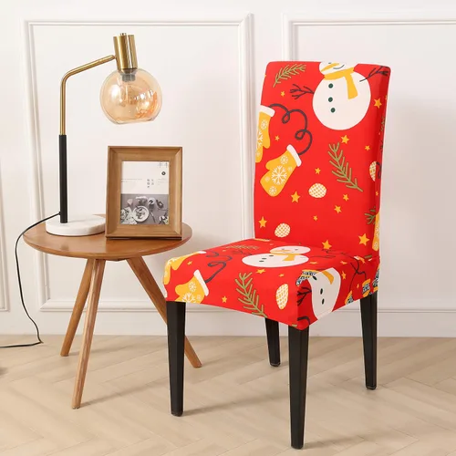 Vista 2 de Ogrmar 4 fundas elásticas extraíbles y lavables para silla de comedor, decoración de Navidad, decoración del hogar, funda de asiento de comedor