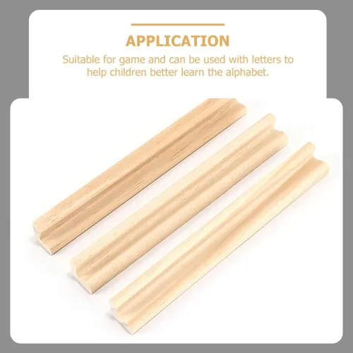 Vista 9 de Toddmomy 4 piezas de soporte de madera bandejas de dominó para azulejos juegos familiares Mostrar base mahjong suministros Natural Domino bandejas