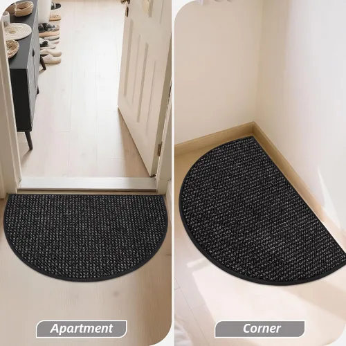Vista 9 de BEQHAUSE Tapete Atrapa Suciedad para Puerta 17" x 30" Semicírculo Antideslizante Lavable Tapetes de Entrada Alfombras Absorbentes de Bienvenida