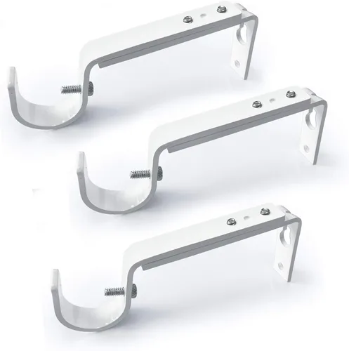 Vista 12 de IHRDNNR Soportes de barra de cortina ajustables resistentes para barras de 7/8 o 1 pulgada, juego de 3 (negro)