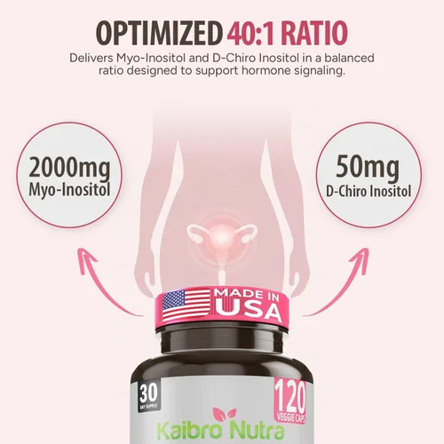Vista 4 de Kaibro Nutra Suplemento de mio-inositol, mio-inositol y D-chiro inositol proporción 40:1, equilibrio hormonal y apoyo ovárico para mujeres