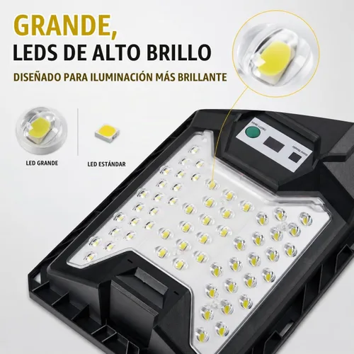 Vista 3 de Luz de calle solar para exteriores, 20000 lm 6500 K impermeable con sensor de movimiento LED luz solar alimentada por energía solar con control