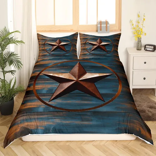 Vista 19 de Feelyou Texas Star - Juego de funda de edredón tamaño individual, diseño bohemio de vaquero para niños y niñas, funda de edredón azteca del salvaje
