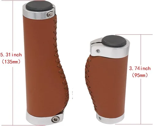 Vista 2 de Mango de bicicleta, cuero artificial de microfibra de PVC, largo 0.874x5.315 in, corto 0.874x3.740 in, ergonómico, antideslizante, para bicicleta