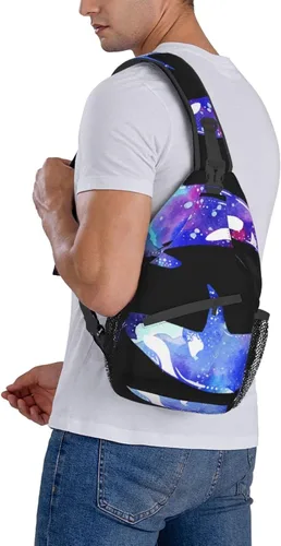 Vista 9 de LYNSAY Orca Killer Whale - Bolso cruzado en el pecho, bolso casual con correa, mochila de viaje ligera para hombres y mujeres para adultos