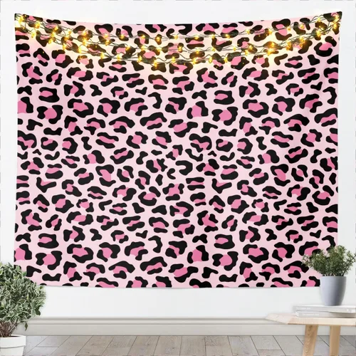 Vista 5 de Castle Fairy Tapiz con estampado de leopardo, guepardo africano, tapices para colgar en la pared de la habitación, piel de animal salvaje gris