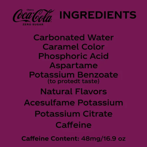 Vista 3 de Coca-Cola Cherry Coke Zero Sugar 16.9 fl oz Paquete de 12