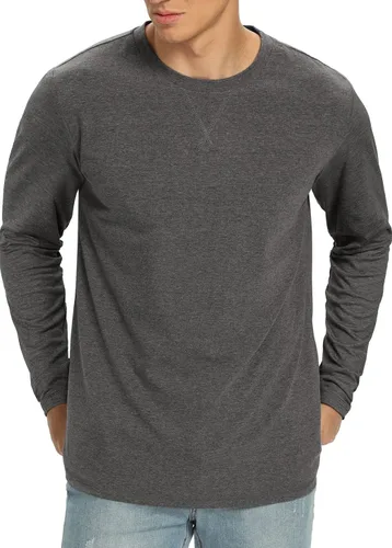 Vista 66 de NITAGUT Camiseta clásica de algodón para hombre con cuello redondo