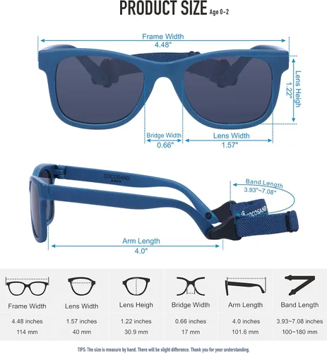 Vista 6 de COCOSAND Baby Sunglasses with Strap Square Frame UV400 Protection for Infant Baby Girl Age 0-24months