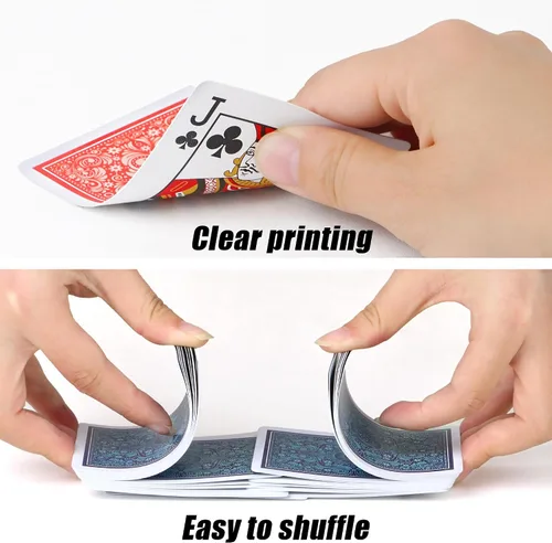Vista 5 de Cartas de Juego de Plástico Impermeables 2 Paquetes, Mazos de Cartas de Póquer para Adultos, Tamaño Póquer Índice Regular, Adecuadas para Varios
