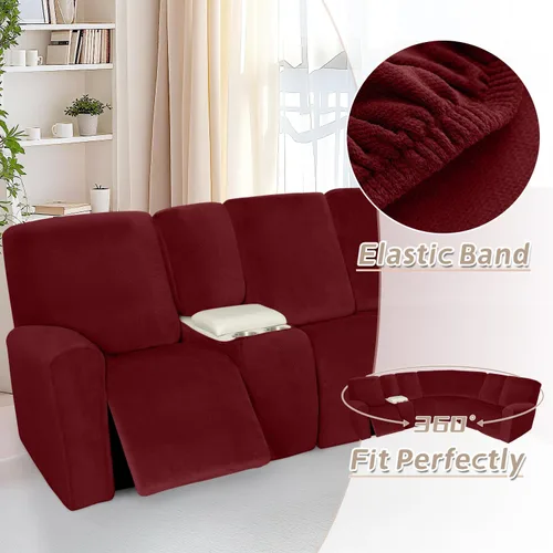 Vista 323 de Arfntevss Fundas de sofá seccional reclinable de terciopelo, Funda de sofá seccional de esquina para sofá reclinable, Funda elástica suave