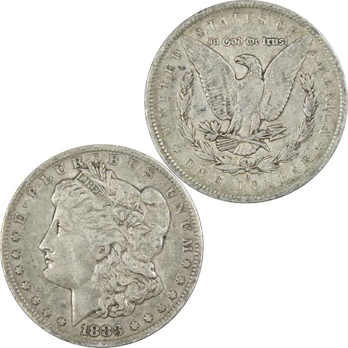 Vista 4 de 1883 O Morgan Dollar VF Muy Fino 90% Plata $1 Moneda Americana Coleccionable
