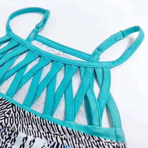 Vista 3 de BIRW Vestidos de verano para mujer 2024, casual, floral, cuello halter, línea A, hombros descubiertos, vestidos de verano para vacaciones en la playa