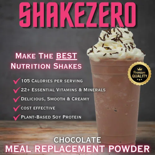 Vista 2 de Shakezero Chocolate (bolsas de 3-4 onzas) ~ Mezcla de batido de reemplazo de comidas en polvo de proteína a base de plantas