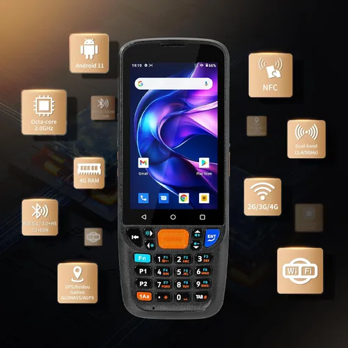 Vista 8 de NETUM Android 11 - Terminal de escáner de código de barras portátil, Wi-Fi 4G BT NFC PDA para almacén de inventario, gestión minorista (Q500 PDA)