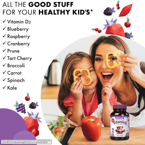 Vista 4 de Bluebonnet Nutrition Rainforest Animalz - Tableta masticable de vitamina D3 de 400 UI, sin soja, lácteos y gluten, sin OMG, certificado Kosher, apto
