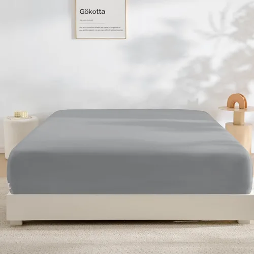 Vista 19 de Gokotta Sábana bajera ajustable y funda de almohada de rayón de bambú, sábana refrescante súper suave con 4 correas elásticas en las esquinas