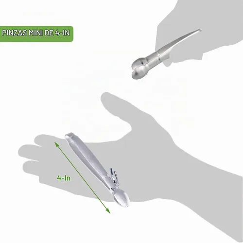 Vista 6 de HINMAY Pinzas para azúcar de 10,16 cm, mini pinzas para servir, acero inoxidable, pinzas para aperitivos, juego de 4 Plata de 4 pulgadas