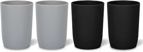 Vista 12 de Topsky Paquete de 4 vasos de baño – Plástico reutilizable para cepillo de dientes, enjuague bucal, cepillado