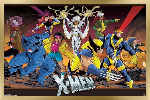 Vista 9 de Trends International Marvel Comics - Póster de pared de grupo de The X-Men, 14.725 x 22.375 pulgadas, versión enmarcada de madera de granero
