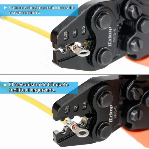 Vista 3 de Herramienta de crimpado de terminales sin aislamiento iCrimp para terminales no aislados de AWG 16 a AWG 10 y conectores
