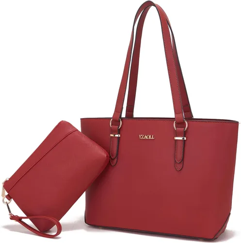 Vista 13 de YZAOLL Bolsos para mujer de cuero sintético, medianos y grandes, bolso de hombro, cartera, juego de bolso de mano y billetera