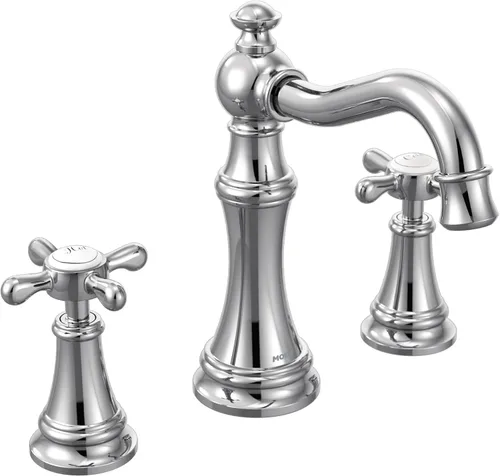 Vista 17 de Moen Weymouth Grifo de baño de dos manijas de oro cepillado de amplio alcance con mango cruzado, requiere válvula, TS42114BG