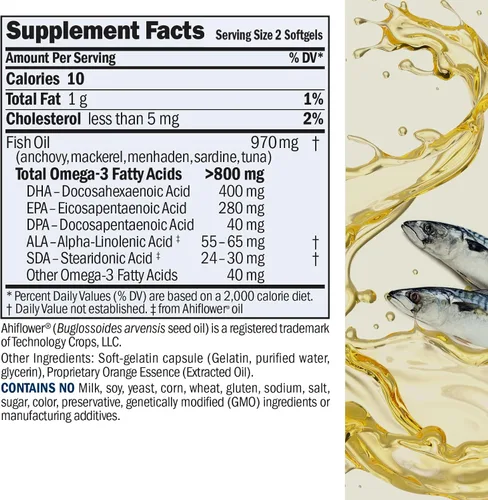 Vista 2 de ANDREW LESSMAN Naranja Omega-3 esencial - 180 cápsulas blandas - Aceites omega-3 ultra puros y de alta potencia. Alto contenido de DHA, sin malestar