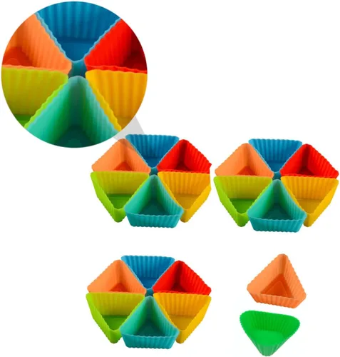 Vista 3 de Ciieeo 20 piezas de taza triangular para muffins, tazas de postre, moldes de pastelería, moldes para magdalenas, moldes para hornear bricolaje