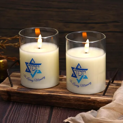 Vista 5 de Vela conmemorativa eléctrica LED Yahrzeit de 2 piezas para la pérdida de un