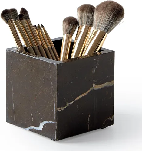 Vista 11 de Portacepillos de mármol natural lujoso real y organizador de brochas de maquillaje y soporte para bolígrafos para escritorio, portautensilios