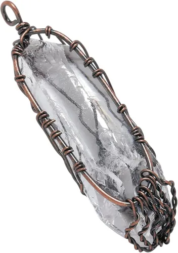 Vista 5 de VadiForest Natural Healing Crystal Stone Tree of Life Wire Wrapped Pendant Necklace Reiki Gemstone Quartz Wand Heart Necklace Women Girl Jewelry for